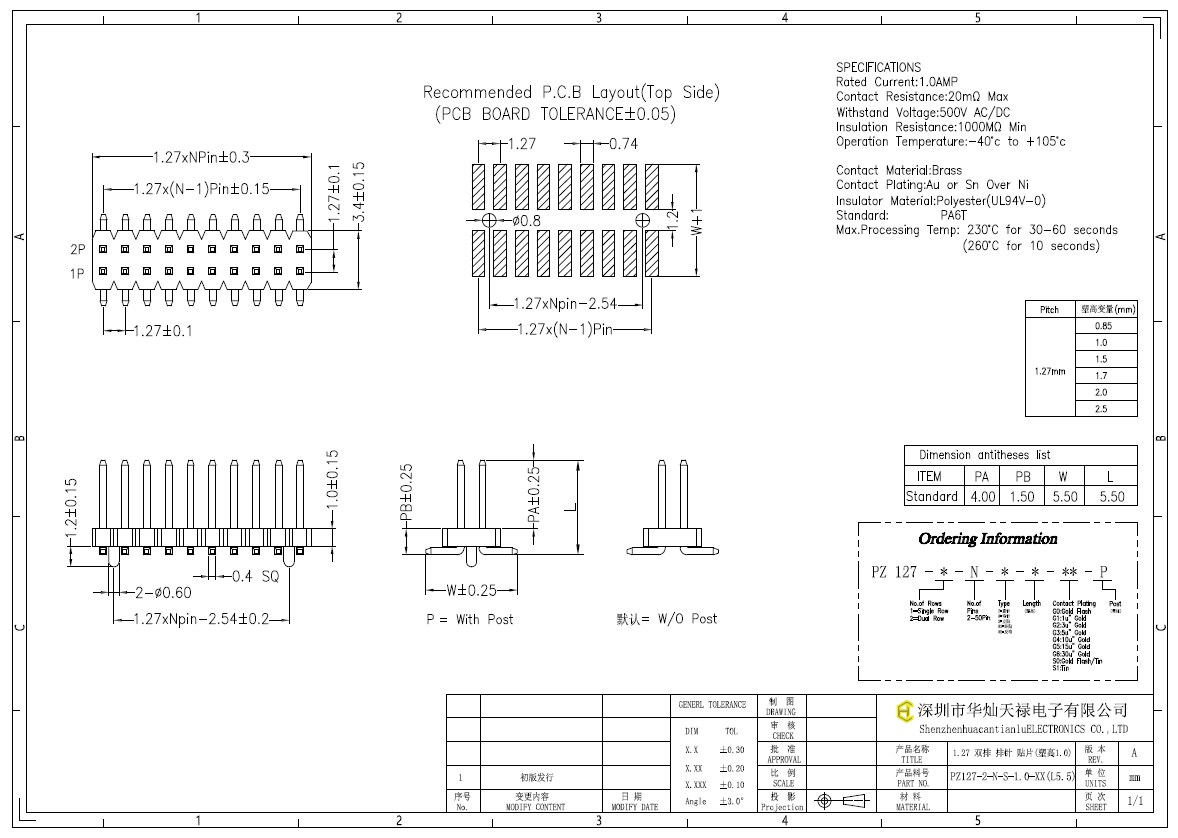 PZ127-2-N-S-1.0-XX(L5.5)