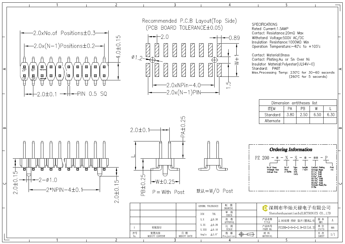 PZ200-2-N-S-2.0-XX(L6.3)