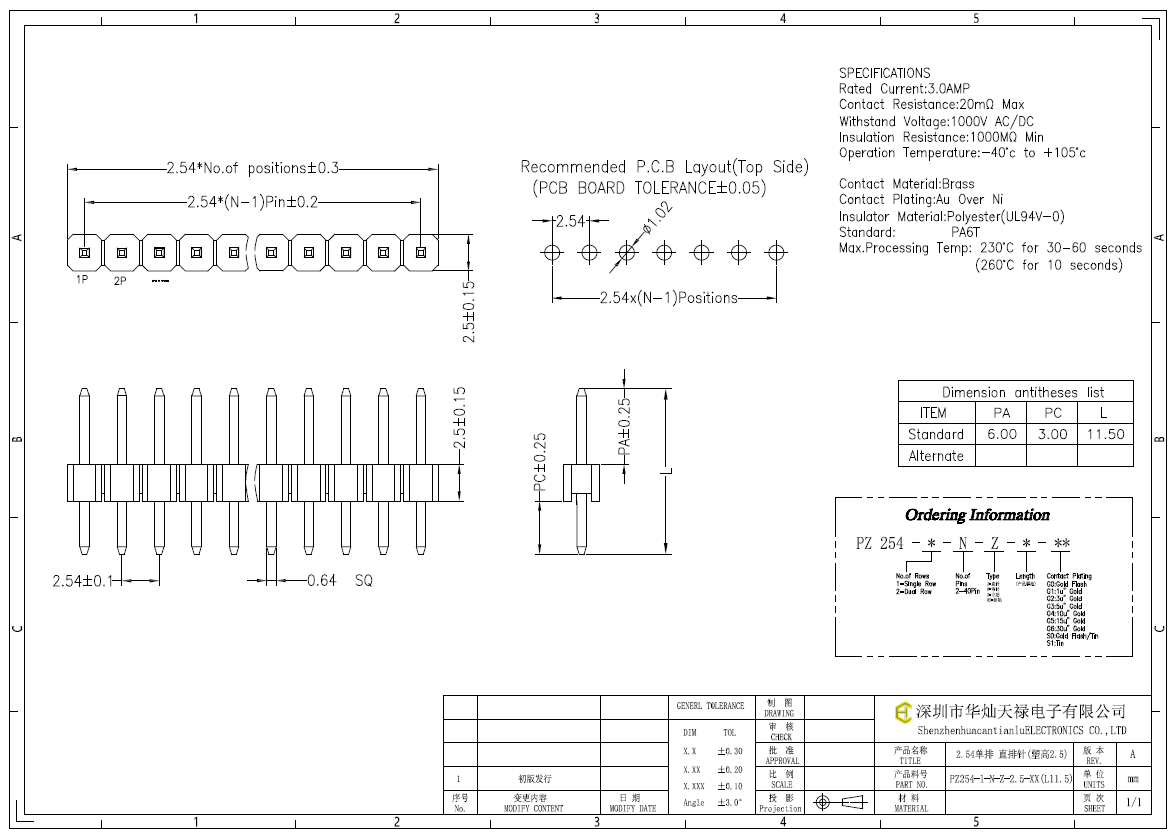 PZ254-1-N-Z-2.5-XX(L11.5)